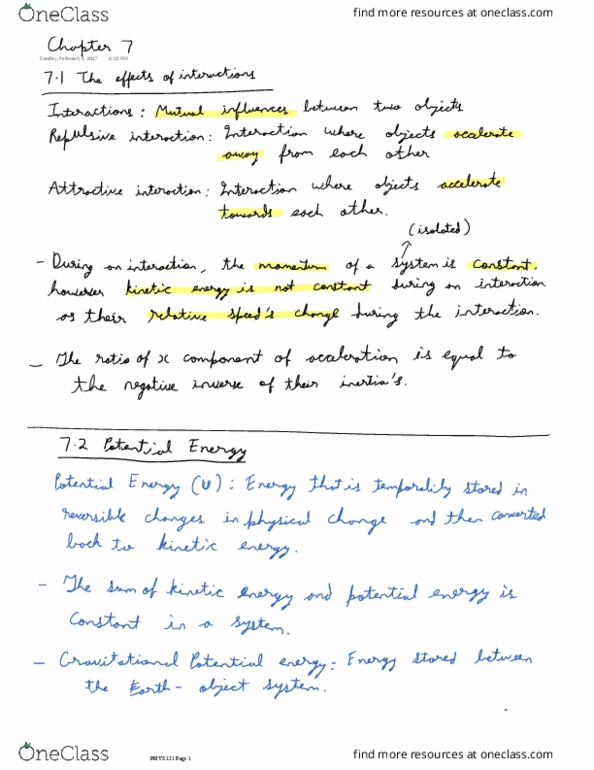 PHYS 121 Chapter 7: Chapter 7 : Interactions thumbnail