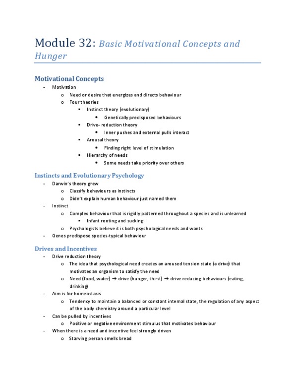 PSYC 1000 Chapter Notes -Arcuate Nucleus, Pangs, Ghrelin thumbnail