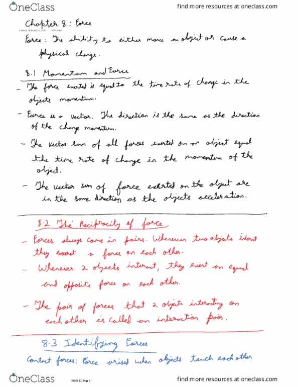 PHYS 121 Chapter 8: Chapter 8 Force thumbnail