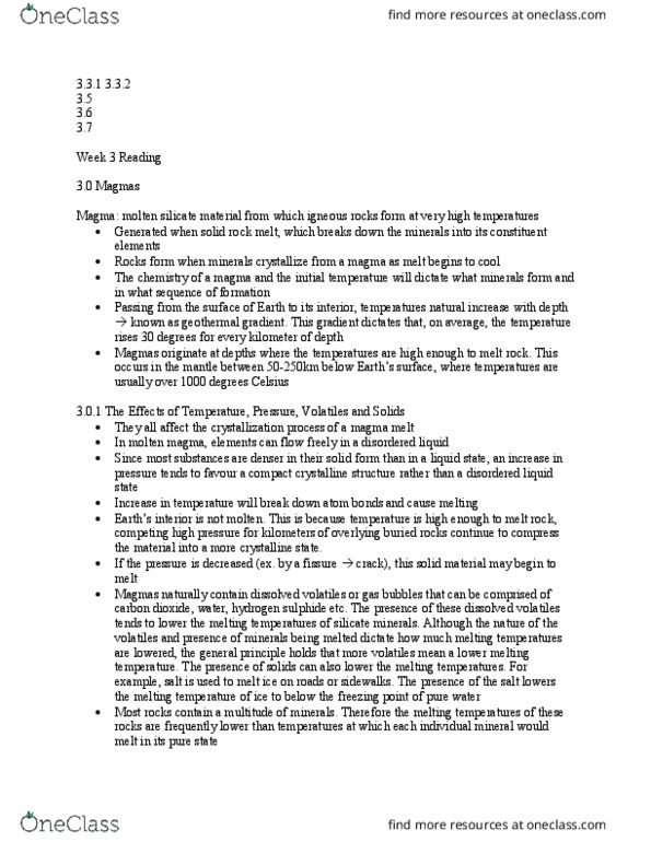 Earth Sciences 1070A/B Lecture Notes - Lecture 3: Silicate Minerals, Endmember, Igneous Rock thumbnail