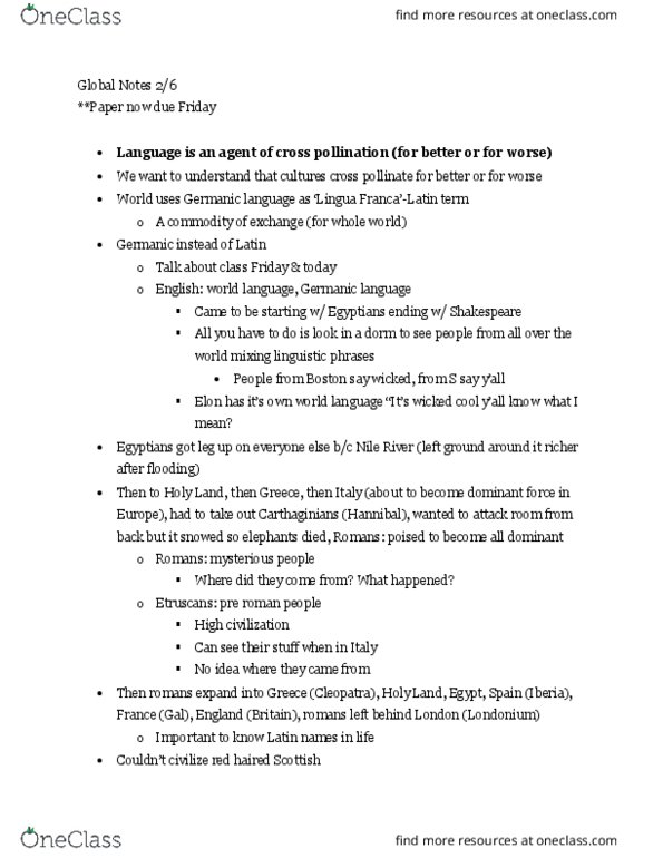 COR 110 Lecture Notes - Lecture 3: Germanic Languages thumbnail