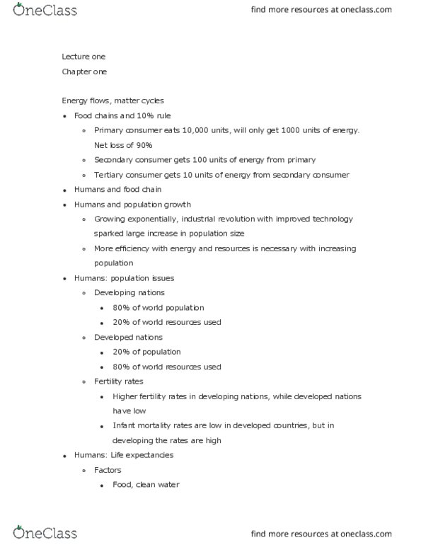 BIO 161 Lecture Notes - Lecture 1: Developing Country, Industrial Revolution thumbnail