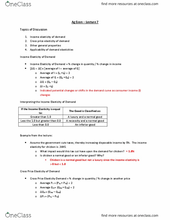 AGEC 105 Lecture Notes - Lecture 7: Normal Good, Demand Curve, Inferior Good thumbnail