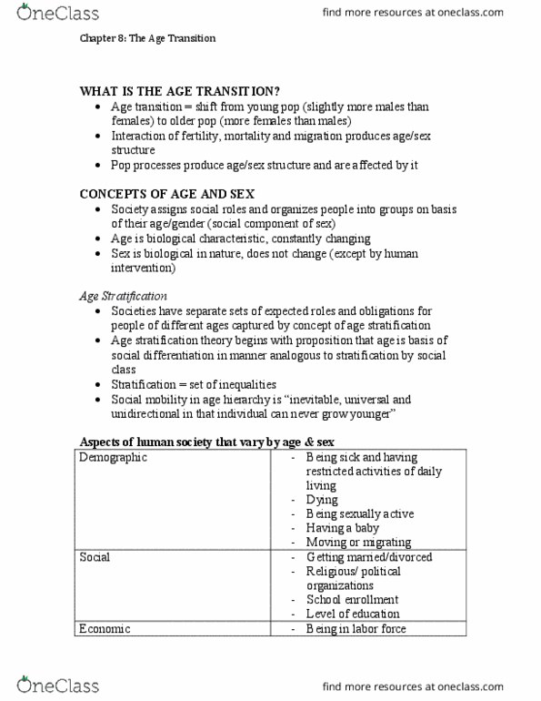 SOCI 234 Lecture Notes - Lecture 8: Demographic Transition, Population Pyramid, Old Age thumbnail