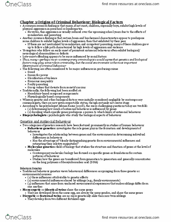 PSYC39H3 Chapter Notes - Chapter 3: Twin Study, Prefrontal Cortex, Molecular Genetics thumbnail