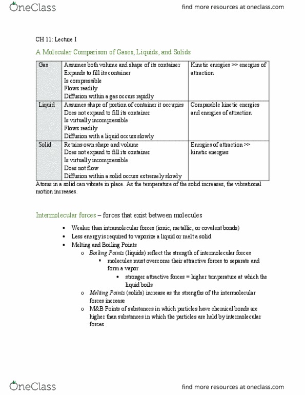 CH 111 Lecture Notes - Lecture 1: Intermolecular Force, Polarizability, Covalent Bond thumbnail