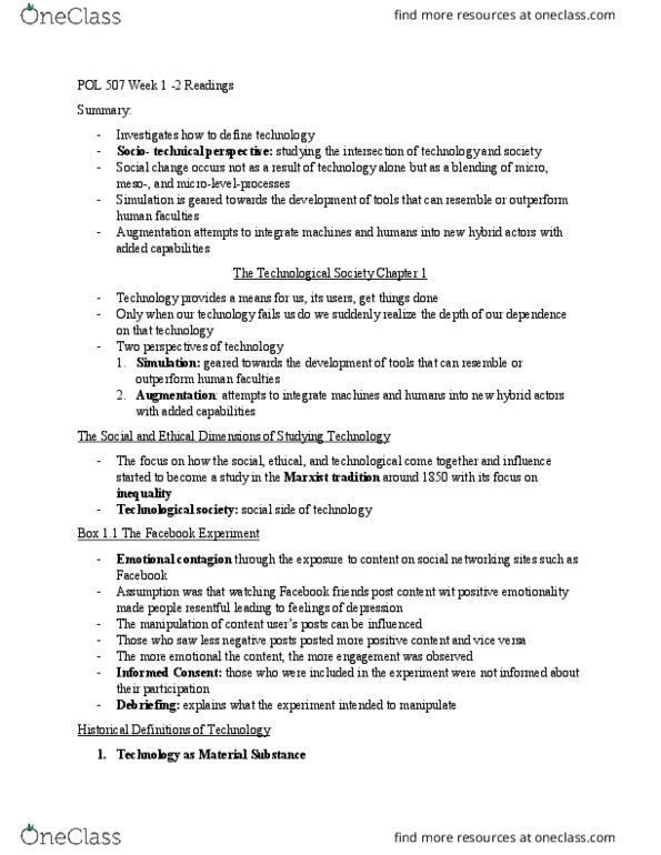 POL 507 Chapter Notes - Chapter 1,3: Wearable Computer, Ursula Franklin, Turing Test thumbnail