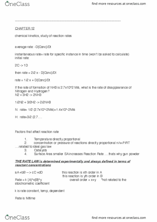 CHEM 122 Lecture Notes - Lecture 6: Ideal Gas Law, Reaction Rate, Wanda Cinemas thumbnail