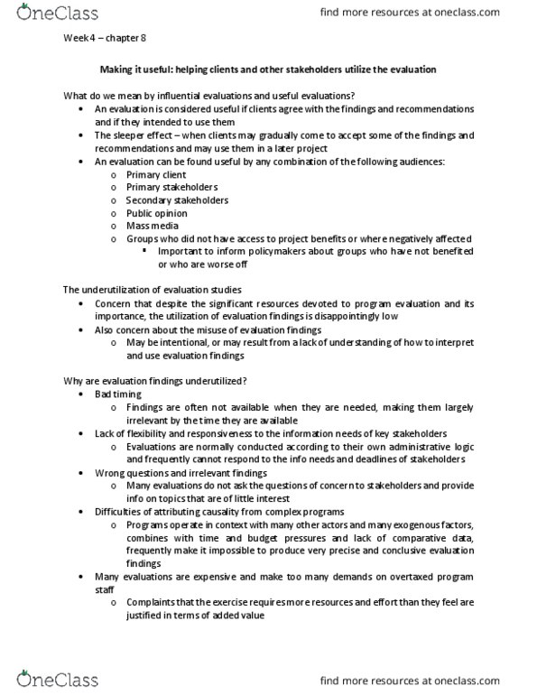 CYC 705 Chapter Notes - Chapter 8: Evaluation Strategy, Mass Media, Management System thumbnail