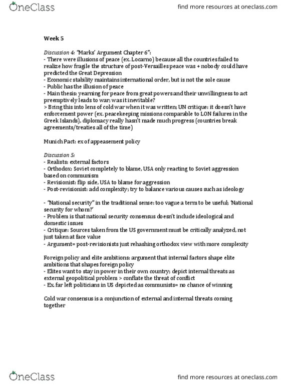 HIST 432 Lecture Notes - Lecture 4: Munich Agreement, Economic Stability, Appeasement thumbnail