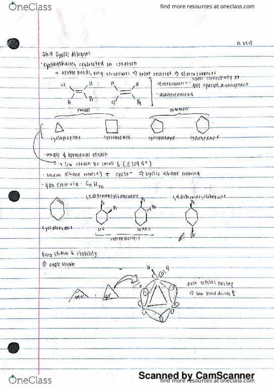 CHEM 140A Lecture 5: Ch. 4 Cyclic Alkanes thumbnail