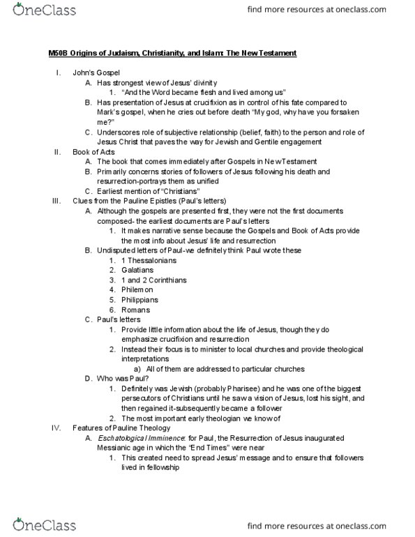 M E STD M50B Lecture 9: Week 5- The New Testament thumbnail