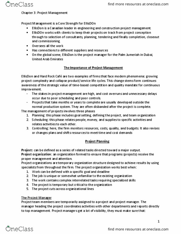 COMMERCE 2OC3 Chapter Notes - Chapter 3: Microsoft Project, Remington Rand, Program Evaluation thumbnail