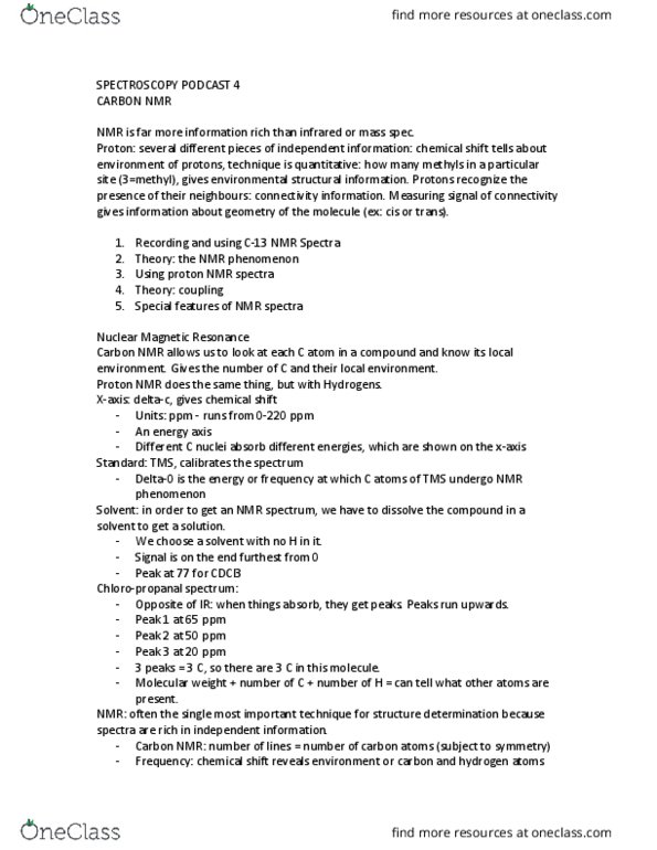 CHEM 2OA3 Lecture 4: Podcast 4 Carbon NMR thumbnail