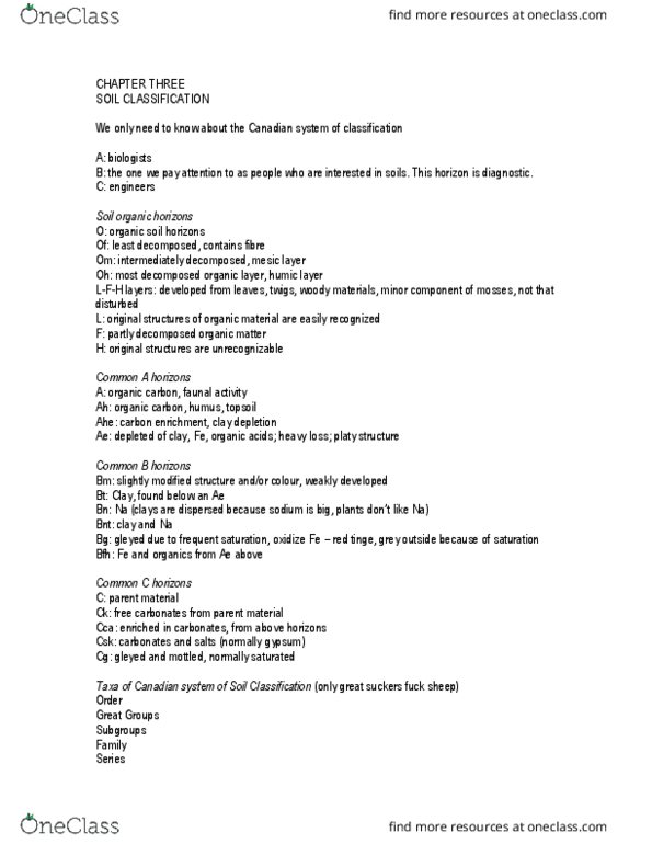 Envirsc 2b03 Lecture 3 Soils Chapter 3 Lecture Oneclass