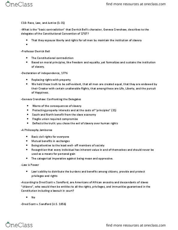 CRM/LAW C10 Lecture Notes - Lecture 6: Equal Protection Clause, Dey, Categorical Imperative thumbnail