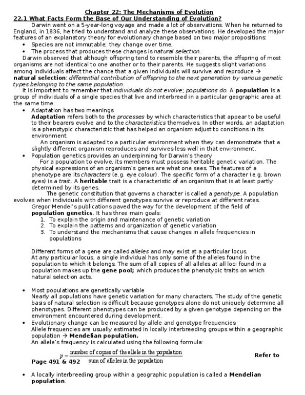 BIOL 201 Lecture Notes - Genotype Frequency, Allele Frequency, Genetic Variation thumbnail