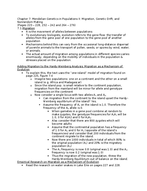 BIOL 201 Lecture Notes - Silene Vulgaris, Genetic Drift, Genotype Frequency thumbnail