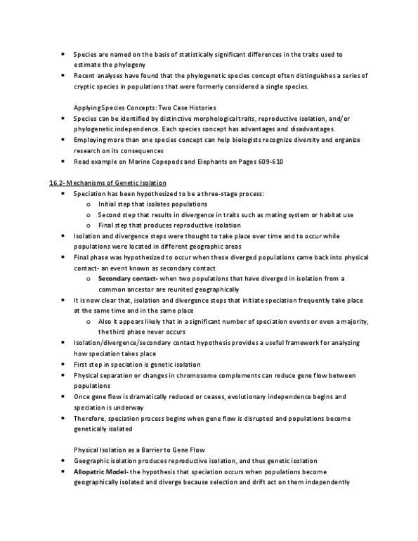 BLG 312 Lecture Notes - Species, Species Complex, Reproductive Isolation thumbnail