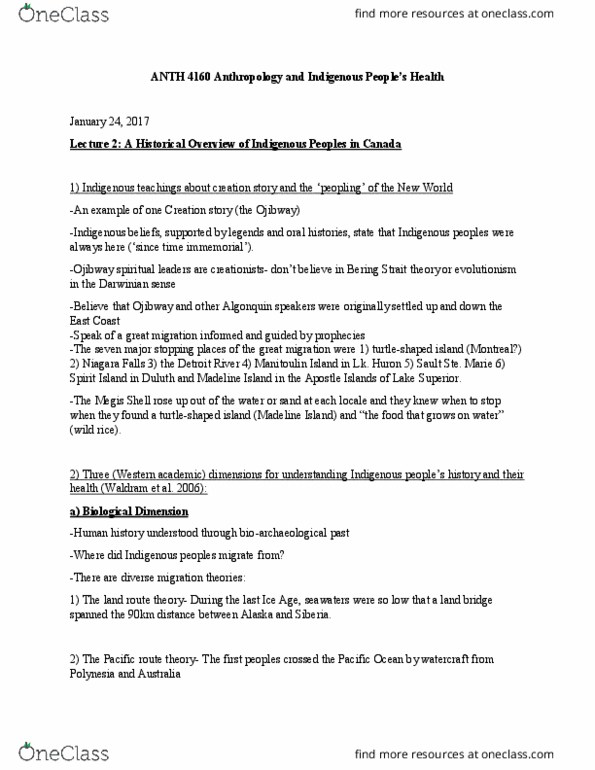 ANTH 4160 Lecture 3: Lecture Outline- January 24, 2017 (Moodle copy) thumbnail