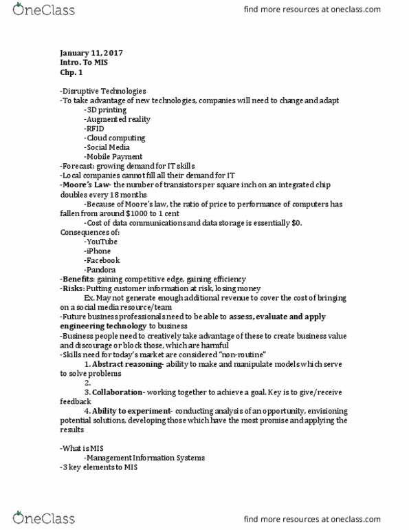 MIS 2000 Lecture 2: Intro-Chapter 1 thumbnail