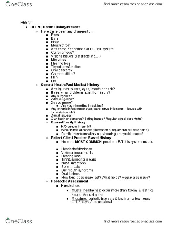 NURS 3110 Lecture 8: Wk 4: HEENT thumbnail