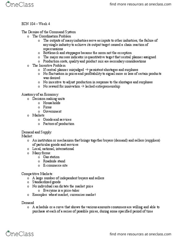 ECN 104 Lecture Notes - Lecture 4: Vise, The Incentive, Decision-Making thumbnail