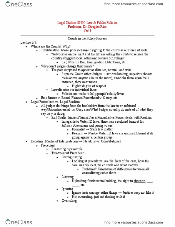 LEGAL 397N Lecture Notes - Lecture 3: Armed Career Criminal Act, Antonin Scalia, Legal Realism thumbnail