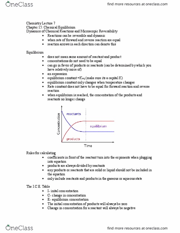 CHEM 112 Lecture Notes - Lecture 7: Equilibrium Constant thumbnail