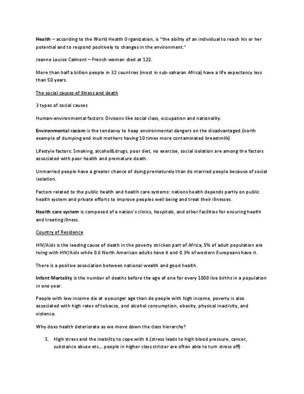 SOCIOL 3J03 Lecture Notes - Jeanne Calment, Health Care In Canada, Depletion-Load Nmos Logic thumbnail