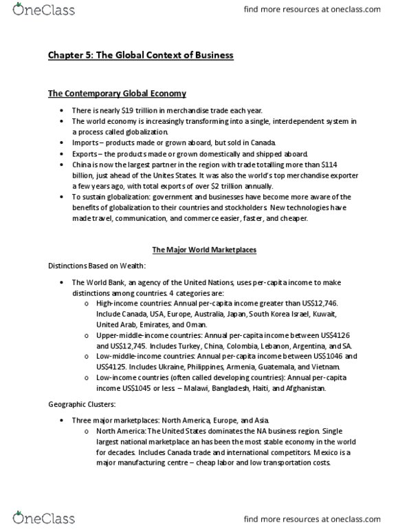 BUS 201 Chapter Notes - Chapter 5: World Economic Forum, Absolute Advantage, Comparative Advantage thumbnail