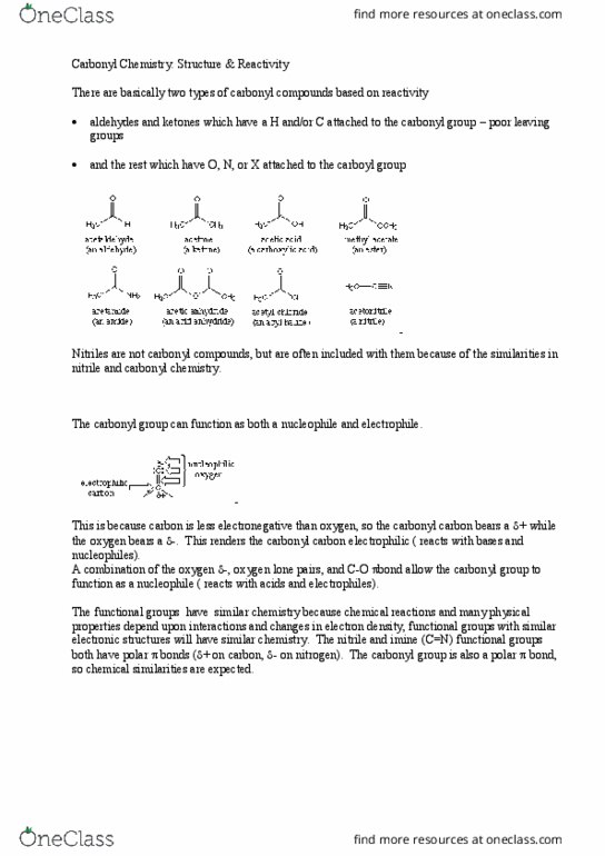 CH ENGR 104C Lecture Notes - Lecture 14: Nucleophilic Acyl Substitution, Tetrahedral Carbonyl Addition Compound, Nucleophilic Addition thumbnail