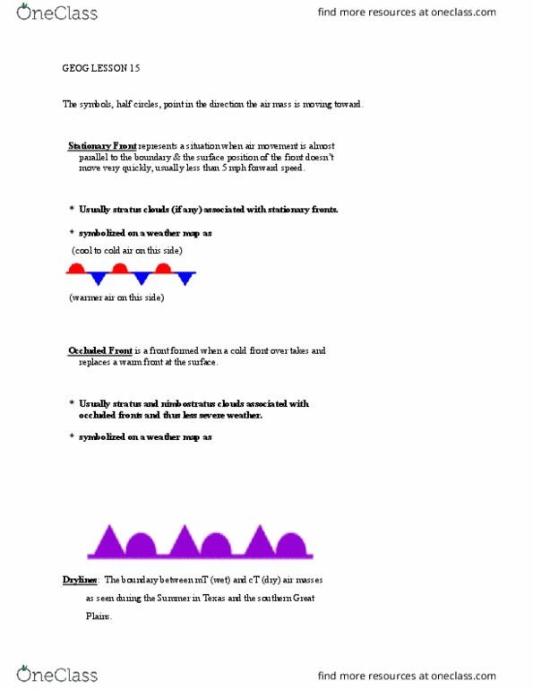 GEOG 1101 Lecture Notes - Lecture 15: Stratus Cloud, Nimbostratus Cloud thumbnail