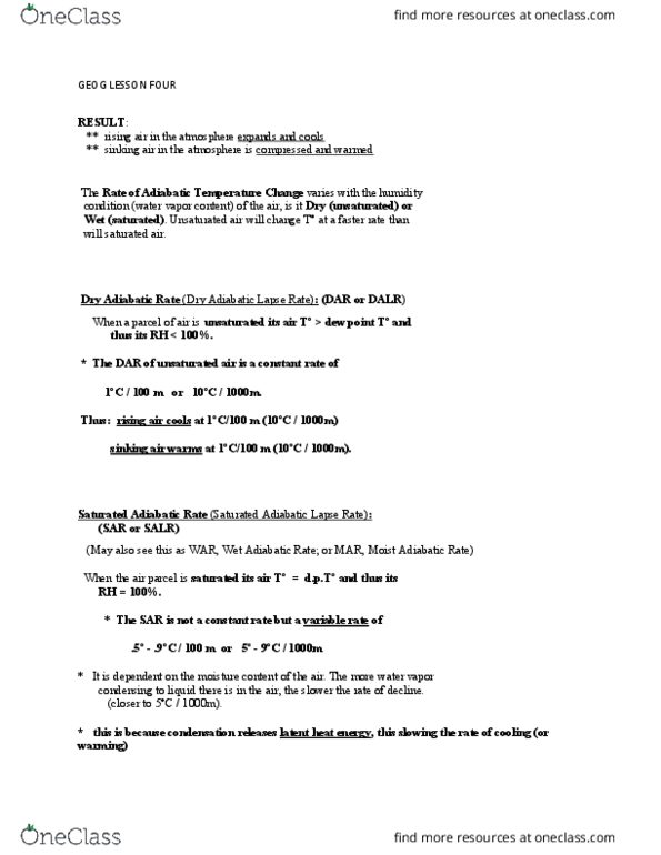 GEOG 1101 Lecture Notes - Lecture 4: Fluid Parcel, Dew Point thumbnail