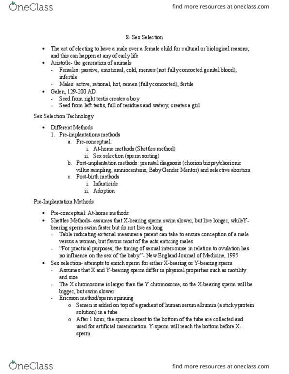 GE CLST M72B Lecture Notes - Lecture 8: Baby Gender Mentor, Preimplantation Genetic Diagnosis, Sex-Selective Abortion thumbnail