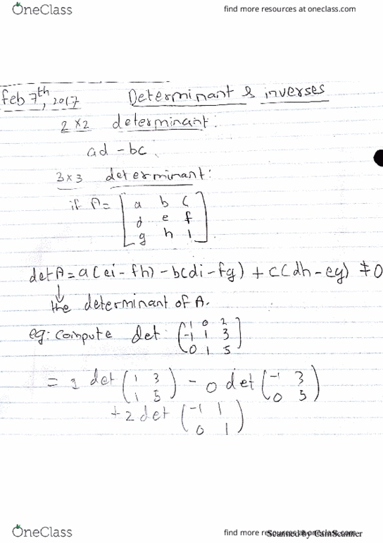 MAT223H5 Lecture 10: Determinant and Inverses thumbnail