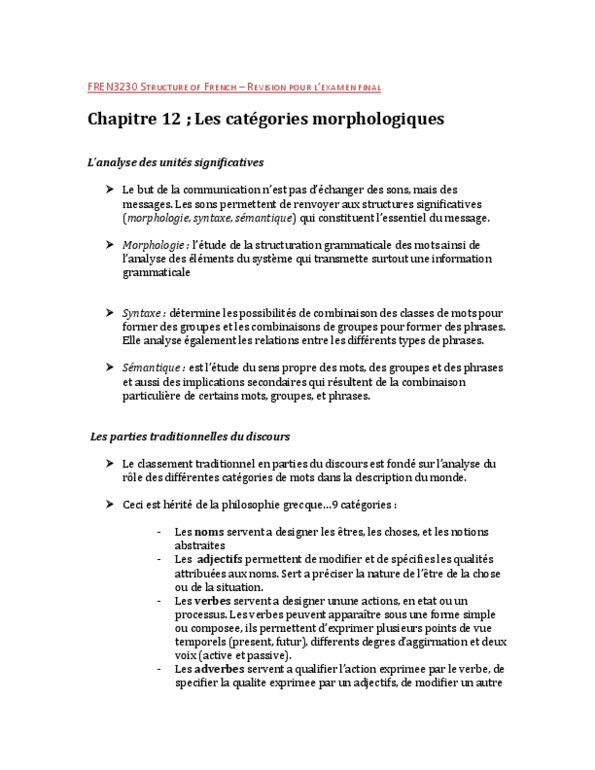 FREN 3230 Lecture Notes - Lexeme, Decoupage, Suffix thumbnail