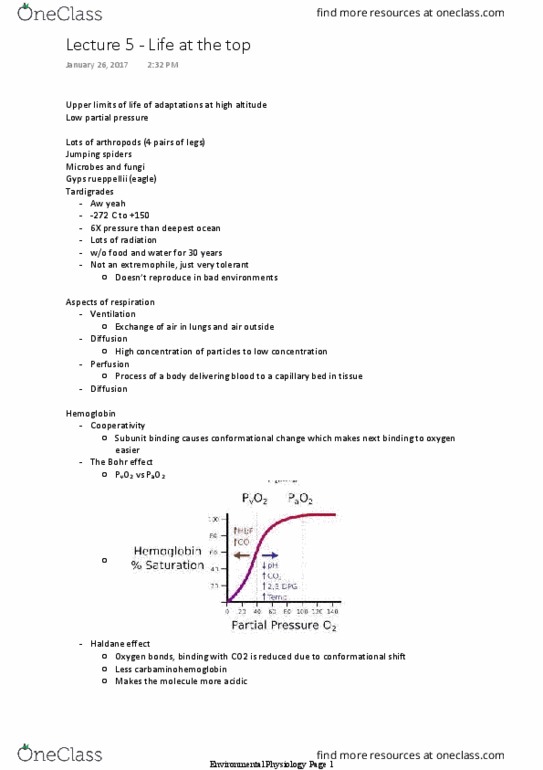 BIO 2110 Lecture Notes - Lecture 5: Atmospheric Pressure, Paul Bert, Cerebral Edema thumbnail