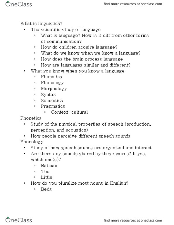 LIN 205 Lecture Notes - Lecture 1: Pragmatics, Linguistic Prescription, Preposition And Postposition thumbnail