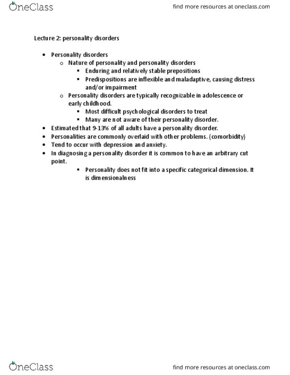PSYO 2220 Lecture 3: Personality disorders thumbnail