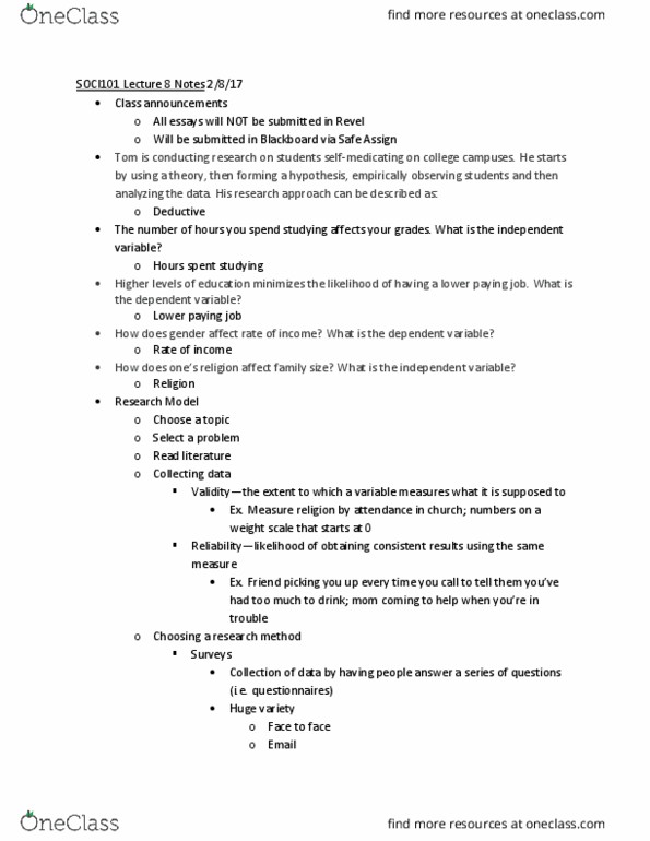 SOCI 101 Lecture Notes - Lecture 8: Dependent And Independent Variables, National Crime Victimization Survey, American Community Survey thumbnail