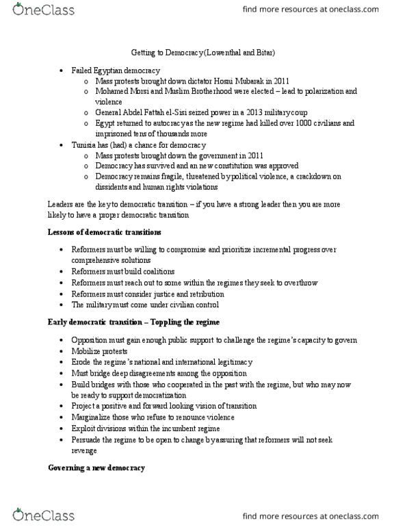 POL112H5 Lecture 3: pol112 lecture 3 Getting to Democracy thumbnail