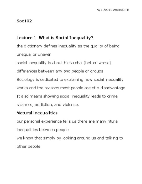 SOC102H1 Lecture Notes - Ann Oakley, Feminist Sociology, Social Inequality thumbnail