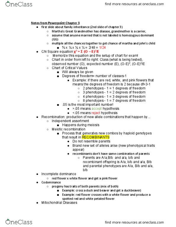 BIO 230 Chapter Notes - Chapter 3: 2Degrees, Phenotype, Meiosis thumbnail