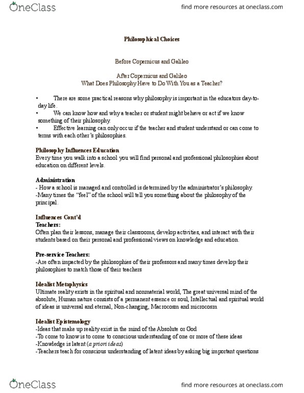 EDUC 1F95 Lecture Notes - Lecture 20: Robert Maynard Hutchins, Tabula Rasa, Perennial Philosophy thumbnail