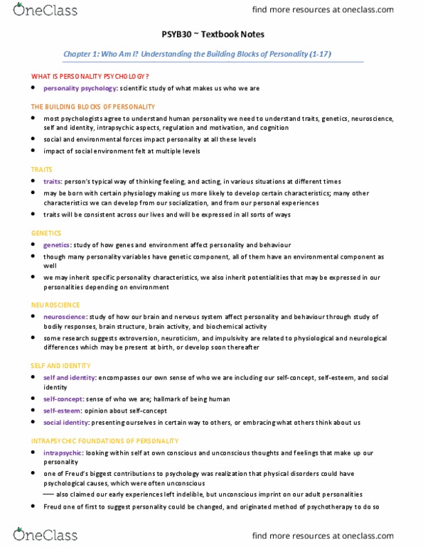 PSYB30H3 Chapter Notes - Chapter 3: Institutional Review Board, Trait Theory, Experiment thumbnail