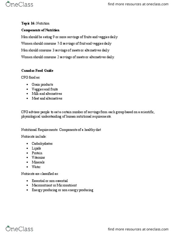 HLSC 1F90 Lecture Notes - Lecture 16: Trans Fat, Dietary Reference Intake, Dietary Fiber thumbnail