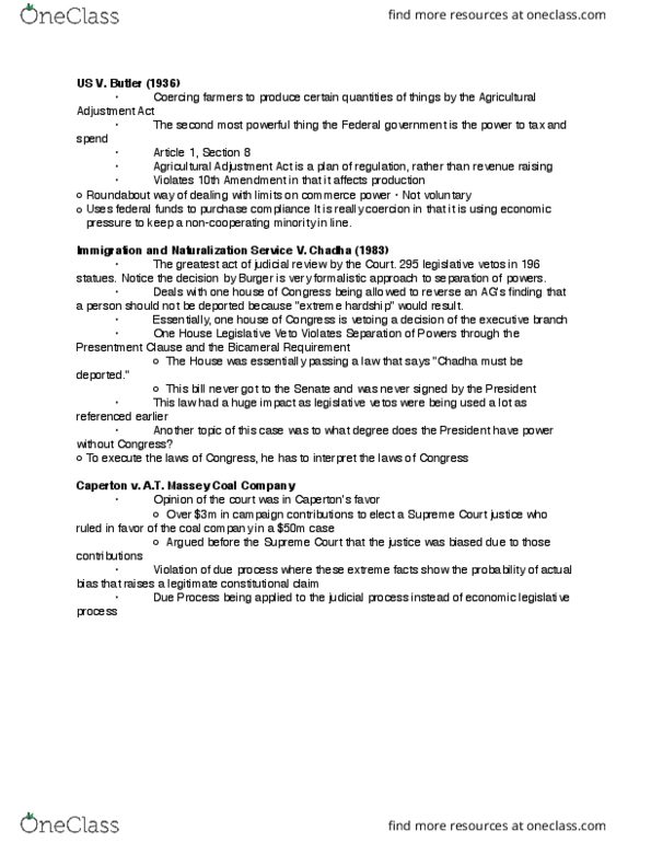 PSCI 3322 Lecture Notes - Lecture 10: Agricultural Adjustment Act, Presentment Clause, Tenth Amendment To The United States Constitution thumbnail