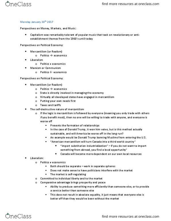 POLS 2100 Lecture Notes - Lecture 12: Mercantilism, Comparative Advantage, Class Conflict thumbnail