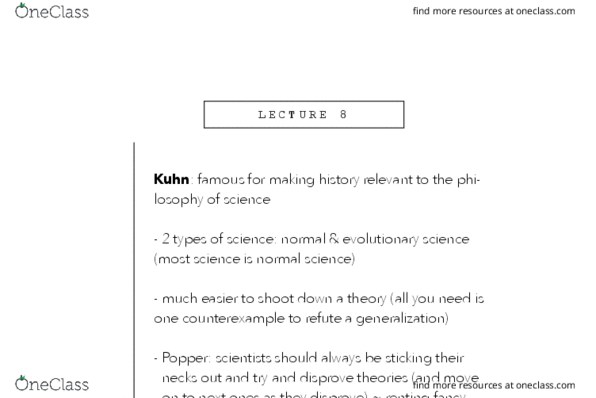 PHILOS 8 Lecture Notes - Lecture 8: Normal Science, Protoscience thumbnail